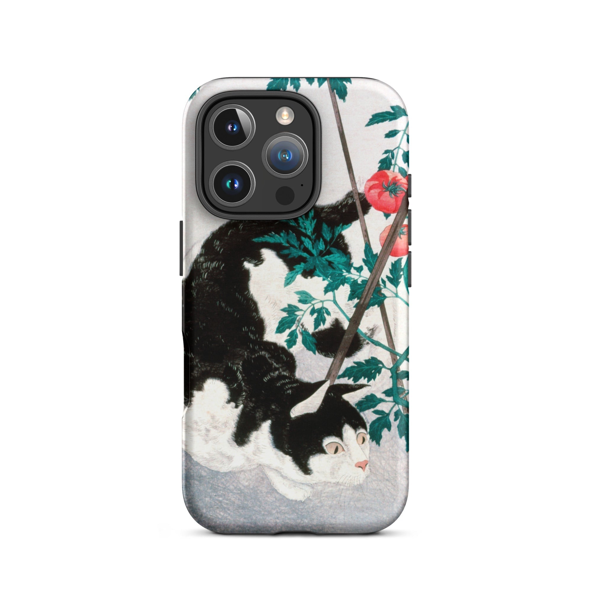Cat with Tomato Plant Hiroaki Takahashi Iphone Case, 16 Pro / Matte, Cat Themed Phone Case