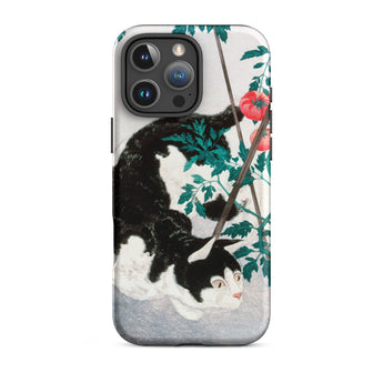 Cat with Tomato Plant - Hiroaki Takahashi Iphone Case, 16 Pro Max / Matte, Cat Tomato Plant Phone Case