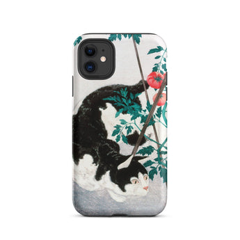 Cat with Tomato Plant - Hiroaki Takahashi Phone Case Iphone 11 / Matte Cat Tomato Plant Phone Case Hiroaki Takahashi Rendering, Inked
