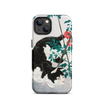 Cat with Tomato Plant - Hiroaki Takahashi Phone Case Iphone 13 / Matte Cat Tomato Phone Case Hiroaki Takahashi Rendering, Inked Velvet,