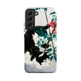 Cat with Tomato Plant - Hiroaki Takahashi Phone Case Samsung Galaxy S22 Plus / Matte Black White Cat Phone Case Detailed Illustration