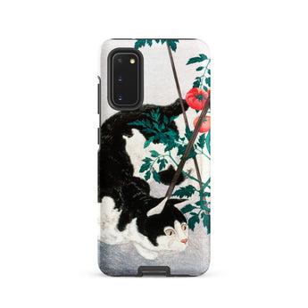 Cat with Tomato Plant - Hiroaki Takahashi Samsung Case, Galaxy S20 / Matte, Smartphone Case Black White Cat Tomatoes