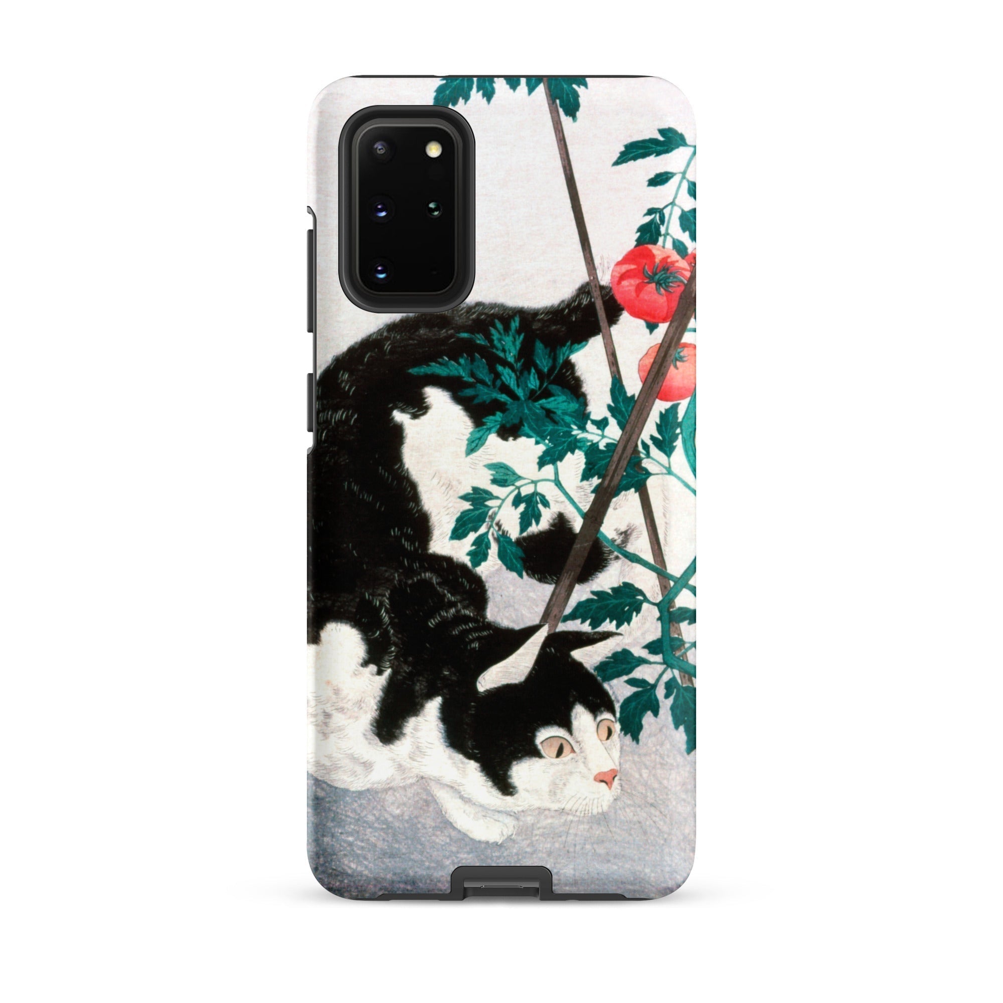 Cat with Tomato Plant Hiroaki Takahashi Samsung Case, Galaxy S20 Plus / Matte, Black White Cat Themed Smartphone Case