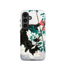 Cat with Tomato Plant Hiroaki Takahashi Samsung Case, Galaxy S24 / Matte, Black White Cat Themed Smartphone Case Tomato Plant Design