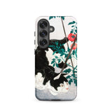 Cat with Tomato Plant - Hiroaki Takahashi Samsung Case, Galaxy S25 / Matte, Smartphone Case Black White Cat Among Tomato Plants