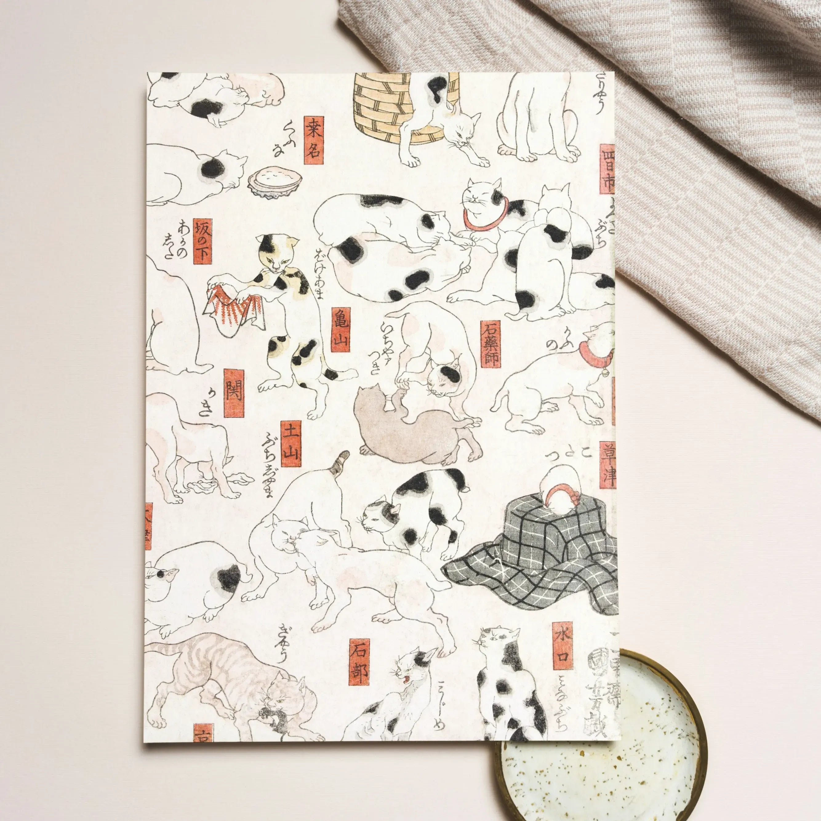 Cats By Utagawa Kuniyoshi Greeting Card - Notebooks & Notepads - Aesthetic Art