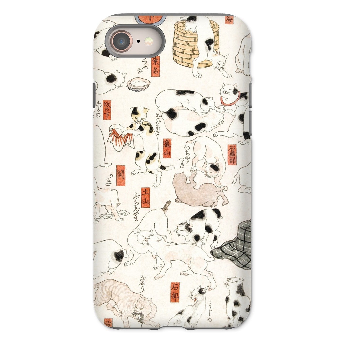 Cats Utagawa Kuniyoshi Ukiyo e Iphone Case, 8 / Matte, Phone Case Pattern Illustrated Cats Poses Japanese Text