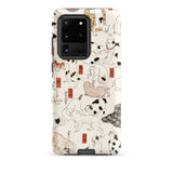 Cats - Utagawa Kuniyoshi Ukiyo-e Phone Case Samsung Galaxy S20 Ultra / Matte Phone Case Whimsical Illustration Cats Black White Beige
