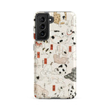 Cats - Utagawa Kuniyoshi Ukiyo-e Phone Case Samsung Galaxy S21 Fe / Matte White Phone Case Detailed Black-and-white Illustration Cats