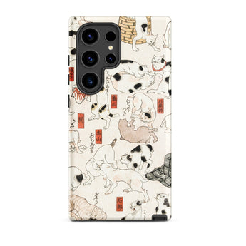 Cats - Utagawa Kuniyoshi Ukiyo-e Phone Case Samsung Galaxy S24 Ultra / Matte Phone Case Whimsical Illustration Numerous Black-and-white
