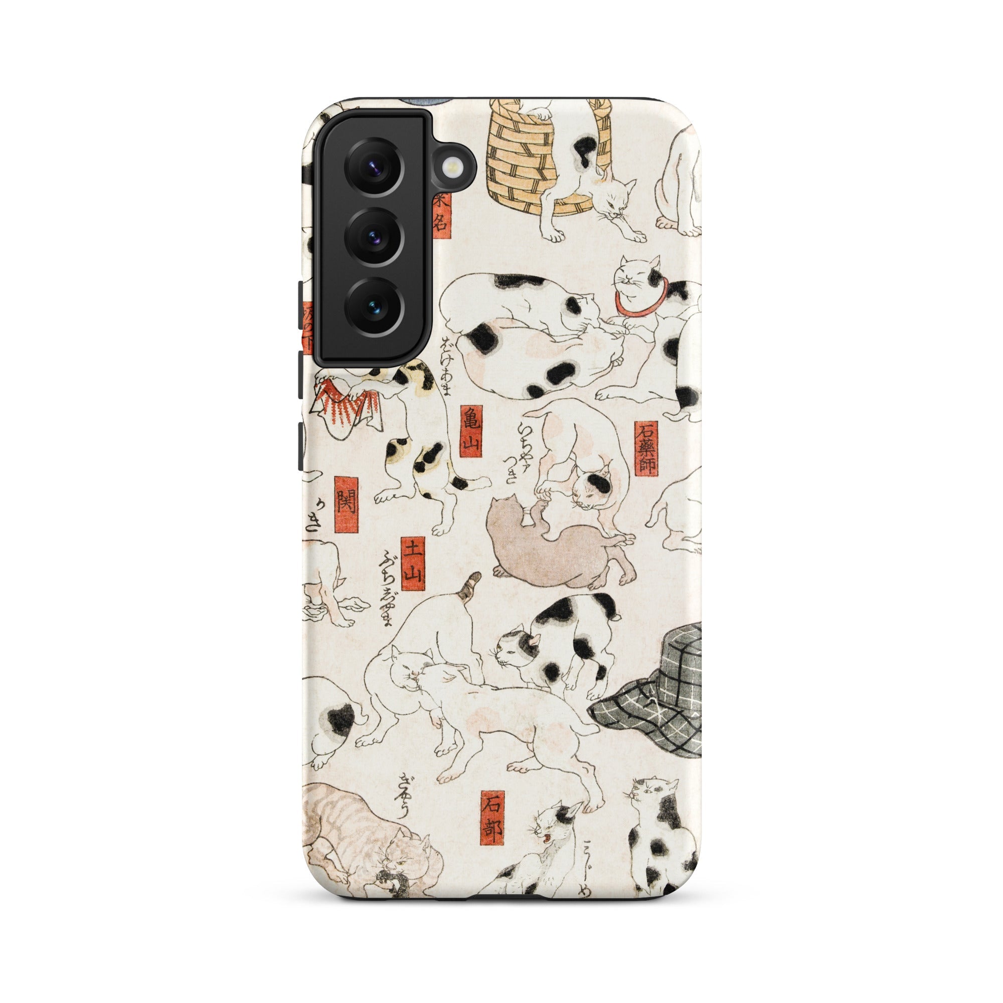 Cats Utagawa Kuniyoshi Ukiyo e Samsung Case, Galaxy S22 Plus / Matte, White Phone Case Samsung Smartphone Black Camera Module