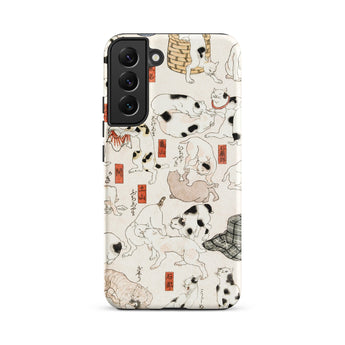 Cats - Utagawa Kuniyoshi Ukiyo-e Samsung Case, Galaxy S22 Plus / Matte, White Phone Case Samsung Smartphone Black Camera Module