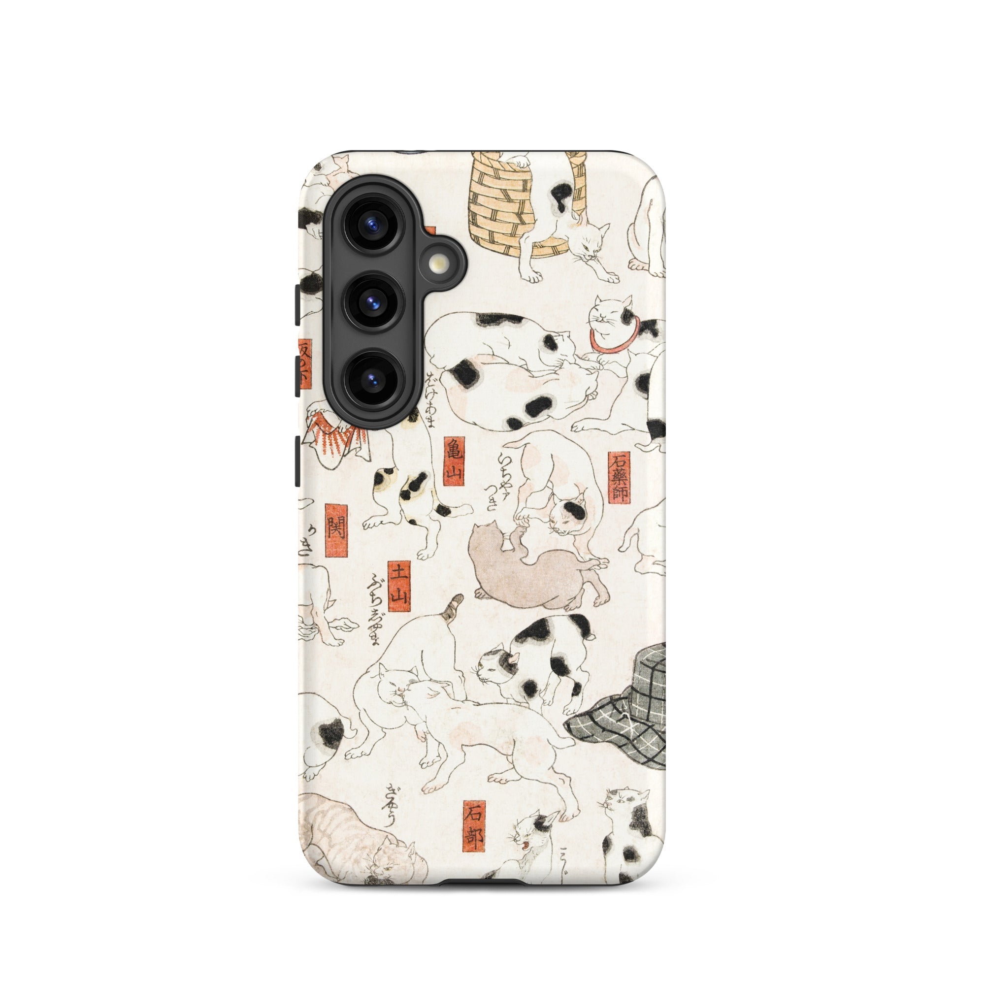Cats Utagawa Kuniyoshi Ukiyo e Samsung Case, Galaxy S24 / Matte, White Phone Case Playful Japanese Cat Print