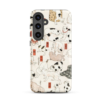 Cats - Utagawa Kuniyoshi Ukiyo-e Samsung Case, Galaxy S24 Plus / Matte, White Phone Case Repeated Pattern Black Cats Playful