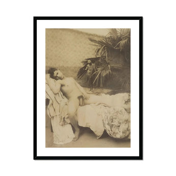 Male Nude Reclining - Vincenzo Galdi Fine Art Print, Framed Sepia-toned Nude Figure