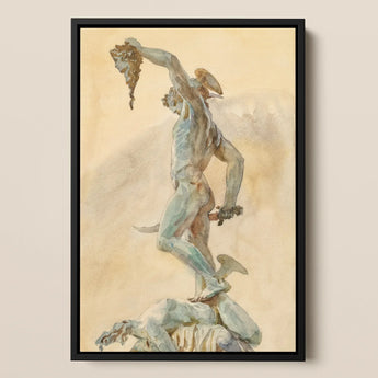 Cellini’s Perseus - John Singer Sargent Art Print / Canvas Framed Watercolor Painting Muscular Nude Male Figure Dynamic John Singer