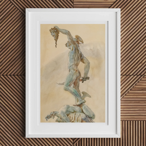 Cellini’s Perseus - John Singer Sargent Art Print, Framed Watercolor Painting Perseus Head Medusa