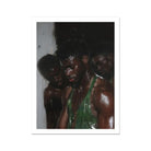 Centerfold Gay Black Lovers Art Print, 18x24’’ / 46x61cm / Unframed, Dark Toned Figure Green Garment Shadowy Artistic Portrait