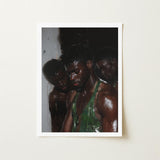 Centerfold - Gay Black Lovers Art Print / Canvas Framed Photograph Three Dark-skinned Men Wet Skin Green Beneath Museum-grade Varnish, Lids
