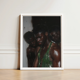 Framed Photograph White Frame Three Men Dark Skin Beneath Museum-grade Varnish, Gay Black Lovers, Lids Heavy