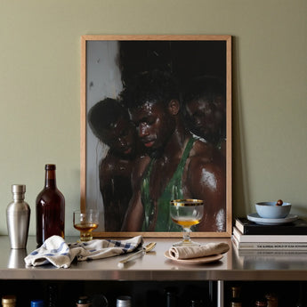Centerfold - Gay Black Lovers Art Print / Canvas, Beneath Museum-grade Varnish, Gay Black Lovers, Lids Heavy