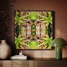 Centre Stage - Trippy Cactus Art Framed Canvas, Framed Abstract Artwork Symmetrical Green Pink Pattern Plant