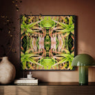 Centre Stage - Trippy Cactus Art Framed Canvas, Framed Abstract Artwork Symmetrical Green Pink Pattern Plant