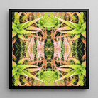Centre Stage Trippy Cactus Art Framed Canvas, Symmetrical Kaleidoscopic Pattern Green Pink Plant Like Shapes Square
