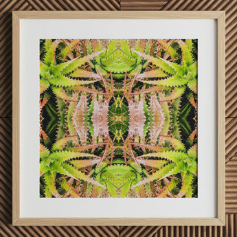 Centre Stage - Trippy Cactus Art Print, 12x12’’ / 31x31cm / Cornice Naturale / Passepartout 2’’, Poster Stampe & Opere Visive, Toby Leon