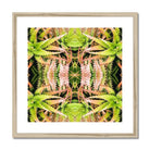 Centre Stage Trippy Cactus Art Print, Kaleidoscopic Pattern Mirrored Ferns Pink Flowers Symmetrical Arrangement