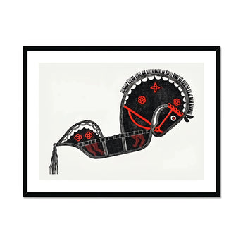Ceremonieel Danspaard - Reijer Stolk Graphic Art Print, Black Red Decorative Horse Head Ornate Patterns Tassel