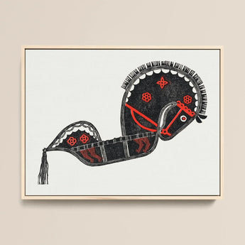 Ceremonieel Danspaard - Reijer Stolk Graphic Art Print / Canvas Black Red Stylized Horse Illustration Minimalist Frame Reijer Stolk’s