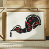Ceremonieel Danspaard - Reijer Stolk Graphic Art Print / Canvas Stylized Black Horse Artwork Red Decorative Elements Folk Reijer Stolk’s