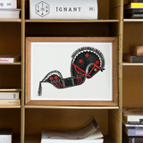 Ceremonieel Danspaard - Reijer Stolk Graphic Art Print, Framed Artwork Stylized Black Horse Red Accents Decorative