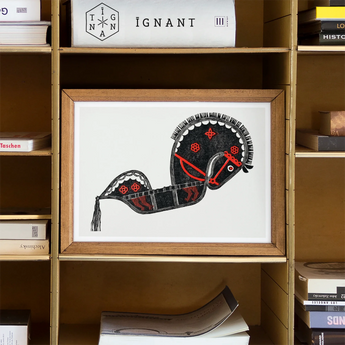 Ceremonieel Danspaard - Reijer Stolk Graphic Art Print, Framed Artwork Stylized Black Horse Red Accents Decorative