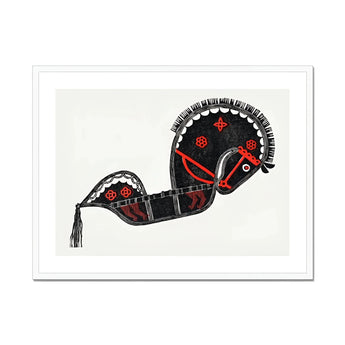 Ceremonieel Danspaard - Reijer Stolk Graphic Art Print, Stylized Black Horse Head Red Decorative Patterns Mane