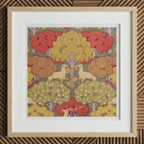 Cerfs et Arbres - Maurice Pillard Verneuil Art Print, 12x12’’ / 31x31cm / Natural Frame / 2’’ Matboard, Framed Art Print Symmetrical