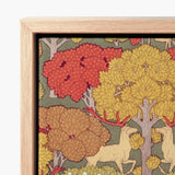 Wooden-framed Artwork Stylized Autumn Forest Scene Red Yellow Maurice Pillard Verneuil, Art Nouveau Print, Verneuil’s Sylvan Reverie