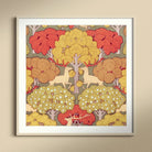 Cerfs et Arbres - Maurice Pillard Verneuil Art Print, Framed Art Print Symmetrical Pattern Trees Red Yellow