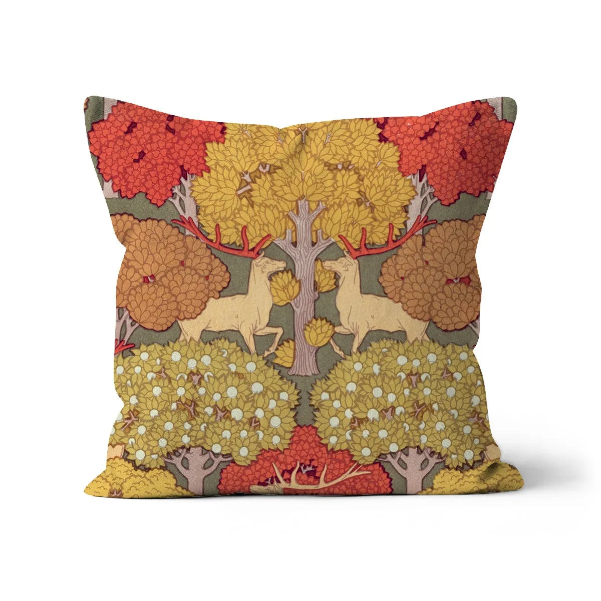 Cerfs Et Arbres - Maurice Pillard Verneuil Cushion - Decorative Throw Pillow - Linen / 18’x18’ - Throw Pillows