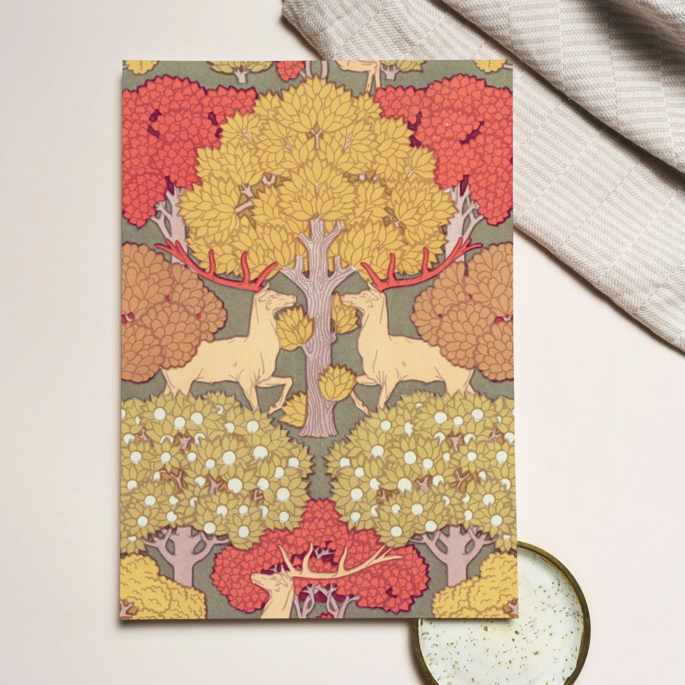 Cerfs Et Arbres - Maurice Pillard Verneuil Greeting Card - Greeting & Note Cards - Aesthetic Art