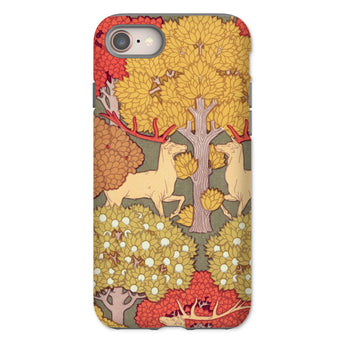 Cerfs et Arbres - Maurice Pillard Verneuil Iphone Case, 8 / Matte, Phone Case Colorful Forest Deer Design
