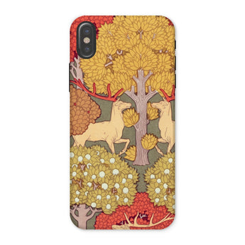 Cerfs et Arbres - Maurice Pillard Verneuil Iphone Case, x / Matte, Phone Case Artistic Woodland Scene Deer Trees Warm