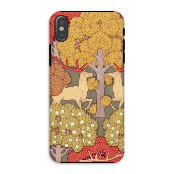 Cerfs et Arbres - Maurice Pillard Verneuil Iphone Case, Xs / Matte, Phone Case Colorful Whimsical Forest Scene Deer Trees