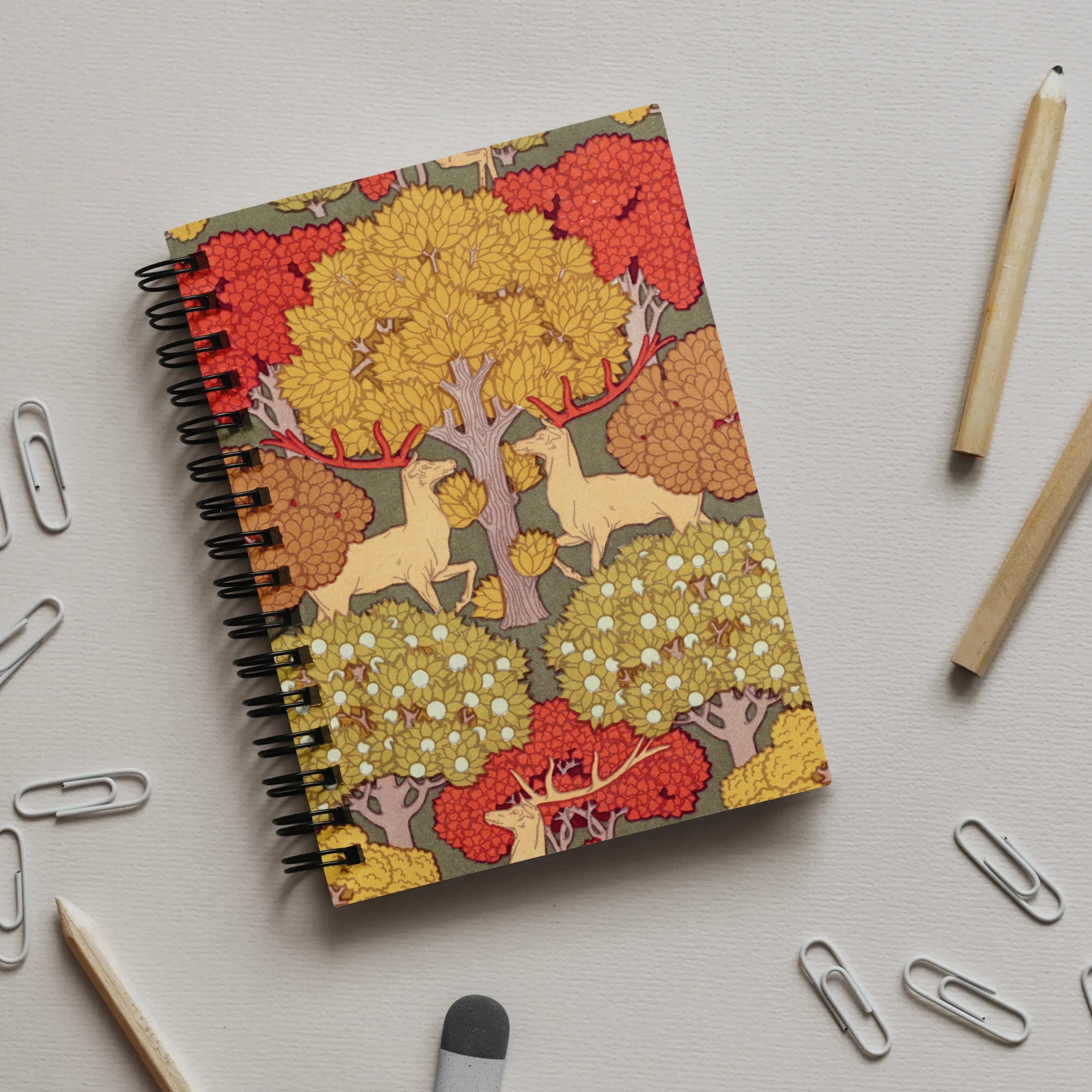 Cerfs Et Arbres By Maurice Pillard Verneuil Notebook - Notebooks & Notepads - Aesthetic Art