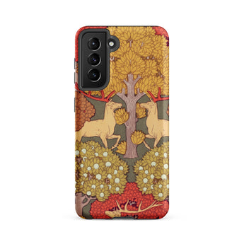 Cerfs et Arbres - Maurice Pillard Verneuil Samsung Case, Galaxy S21 Fe / Matte, Brown Phone Case Nature-themed Pattern Deer Trees