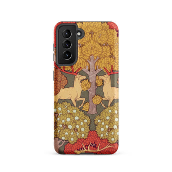 Cerfs et Arbres - Maurice Pillard Verneuil Samsung Case, Galaxy S21 / Matte, Smartphone Case Ornate Forest Design Two Deer