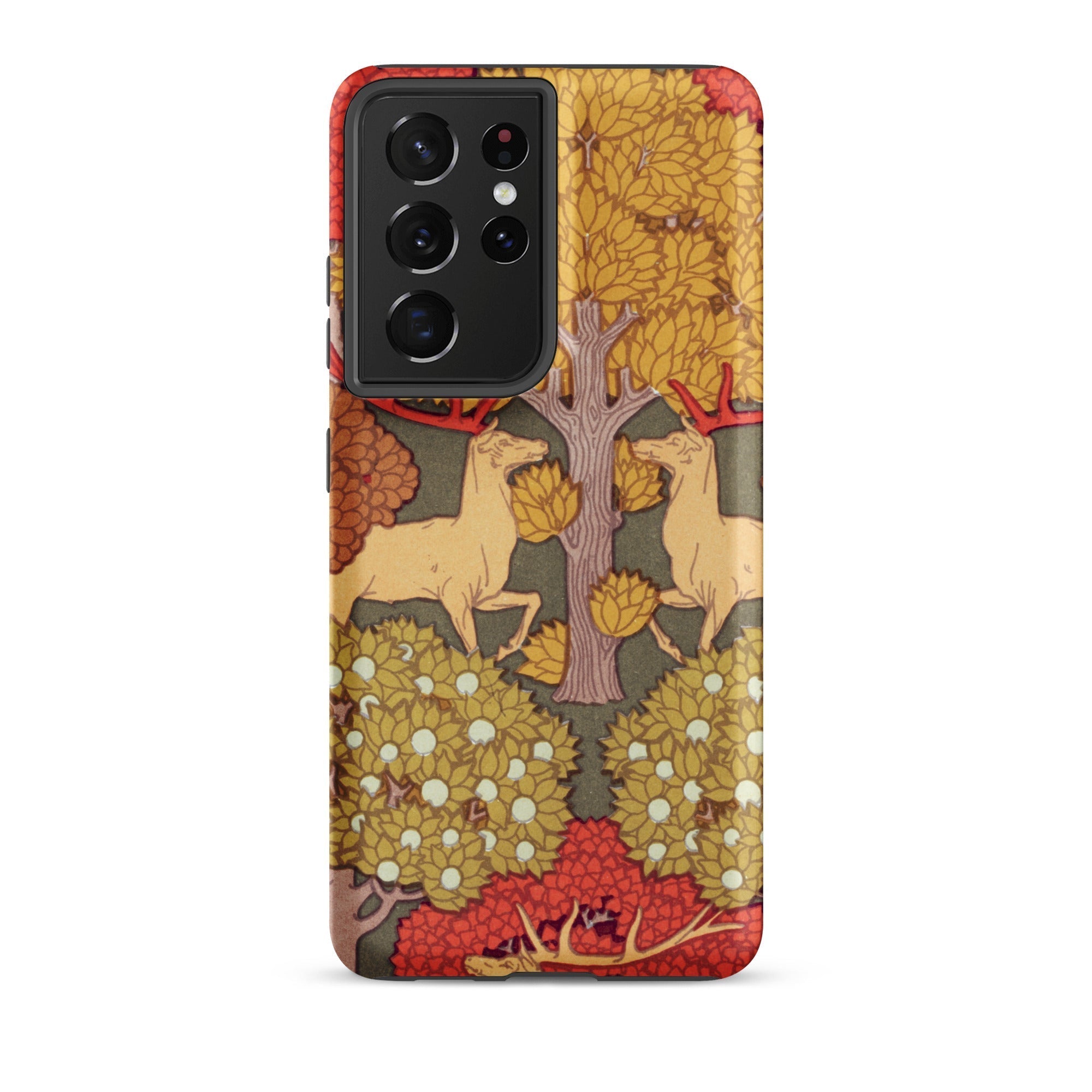 Cerfs et Arbres Maurice Pillard Verneuil Samsung Case, Galaxy S21 Ultra / Matte, Smartphone Case Nature Inspired Pattern Two Deer Trees