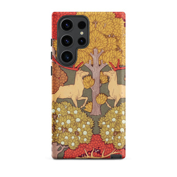 Cerfs et Arbres - Maurice Pillard Verneuil Samsung Case, Galaxy S23 Ultra / Matte, Smartphone Case Detailed Symmetrical Pattern Two Deer
