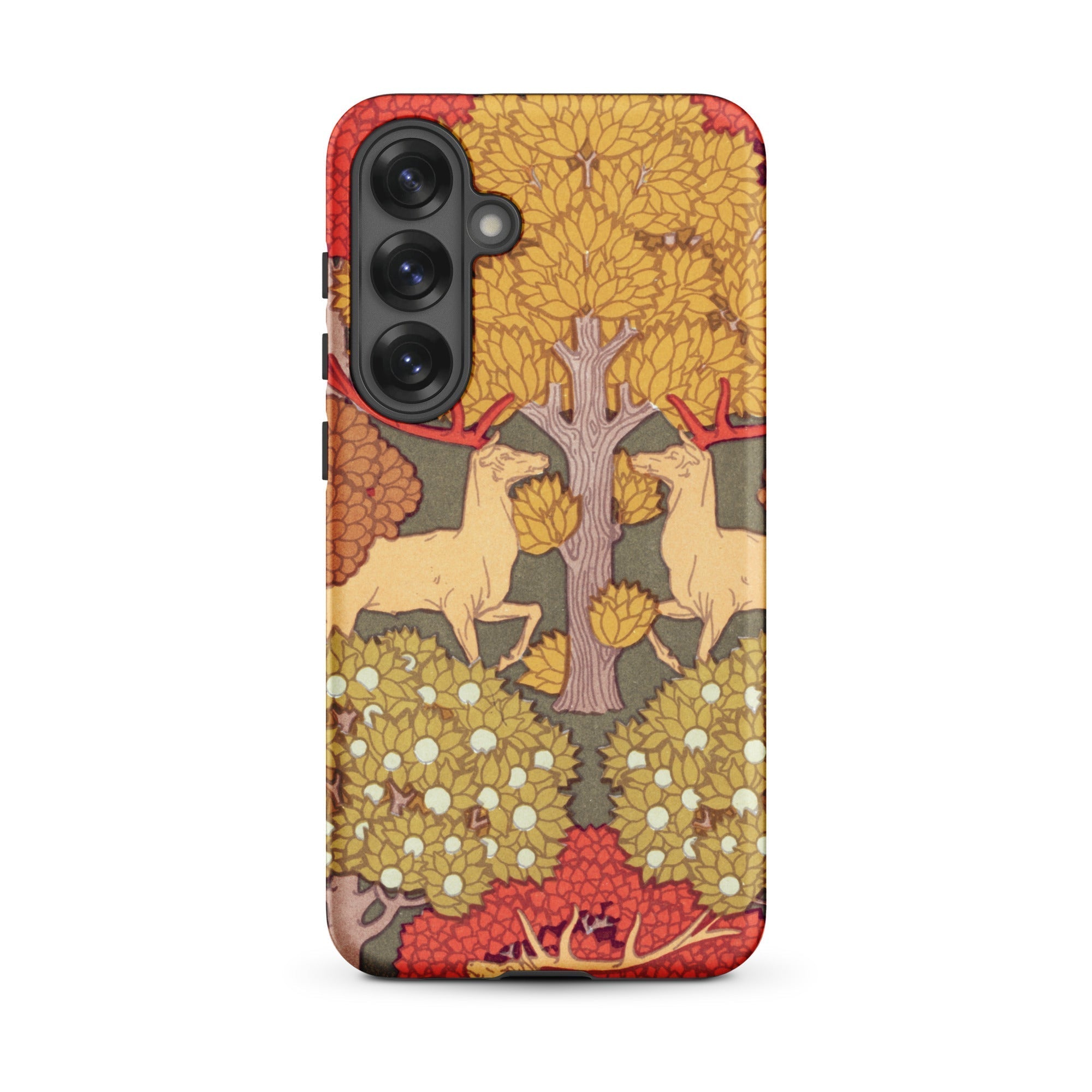 Cerfs et Arbres Maurice Pillard Verneuil Samsung Case, Galaxy S25 Plus / Matte, Smartphone Case Ornate Nature Inspired Design Two Deer Tree